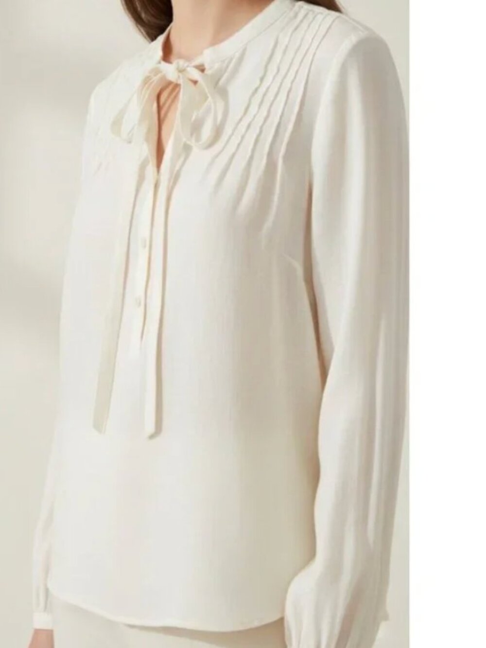 J.Crew NWT Featherweight satin tie-neck top cream -new without tag